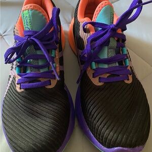Asics Black and Purple Sneakers with Orange Accents